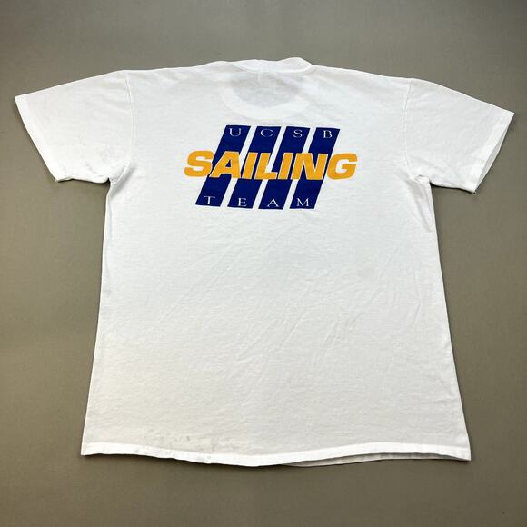 Vintage UCSB Santa Barbara T-Shirt Adult Small White University College Sailing - Picture 1 of 14